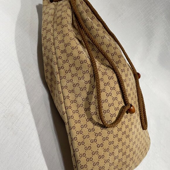 Gucci GG Drawstring Suede Bottle Cosmetic Bag Satchel Purse - Picture 7 of 7